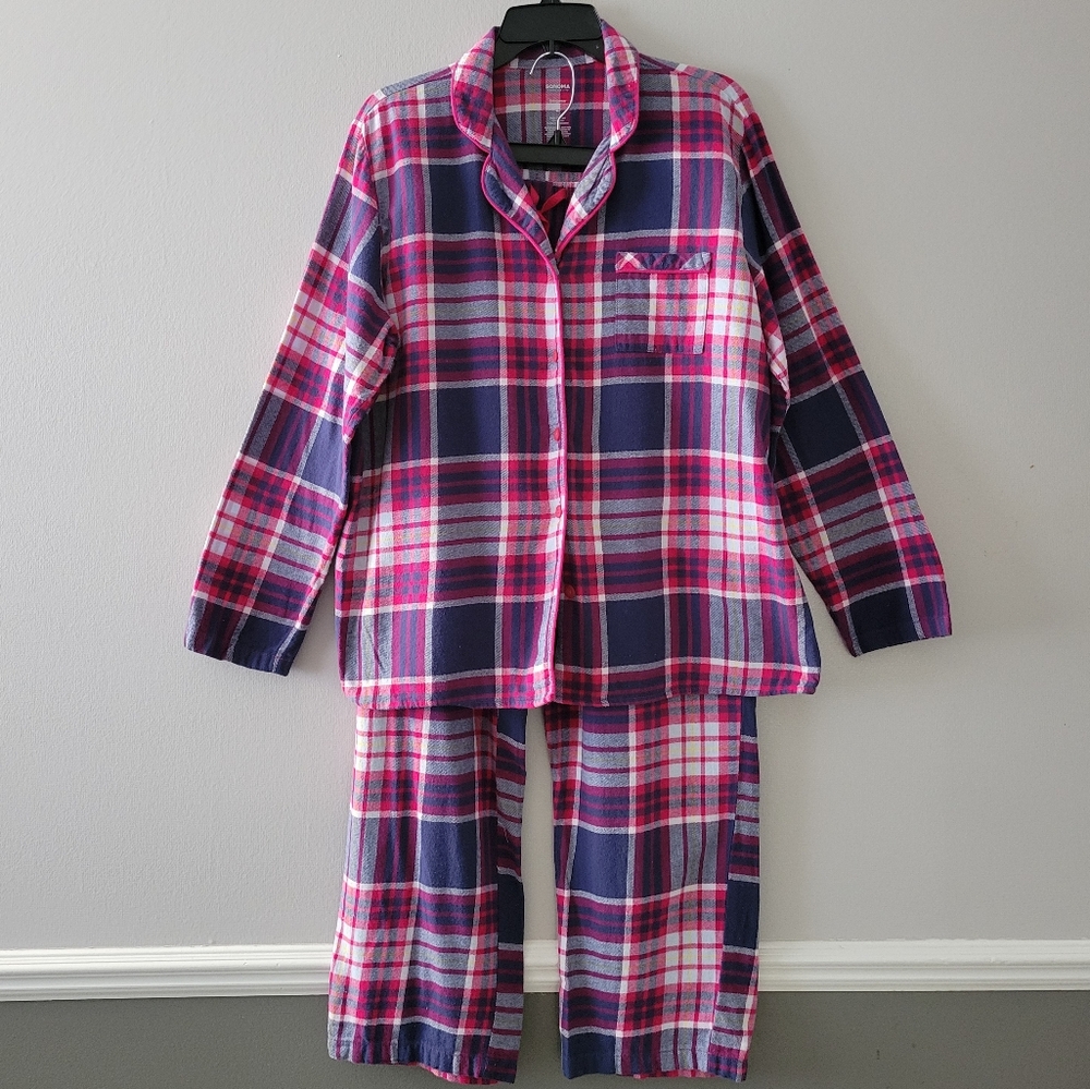 Sonoma Women's Plaid Pajama Set - Pink and Blue Size: L